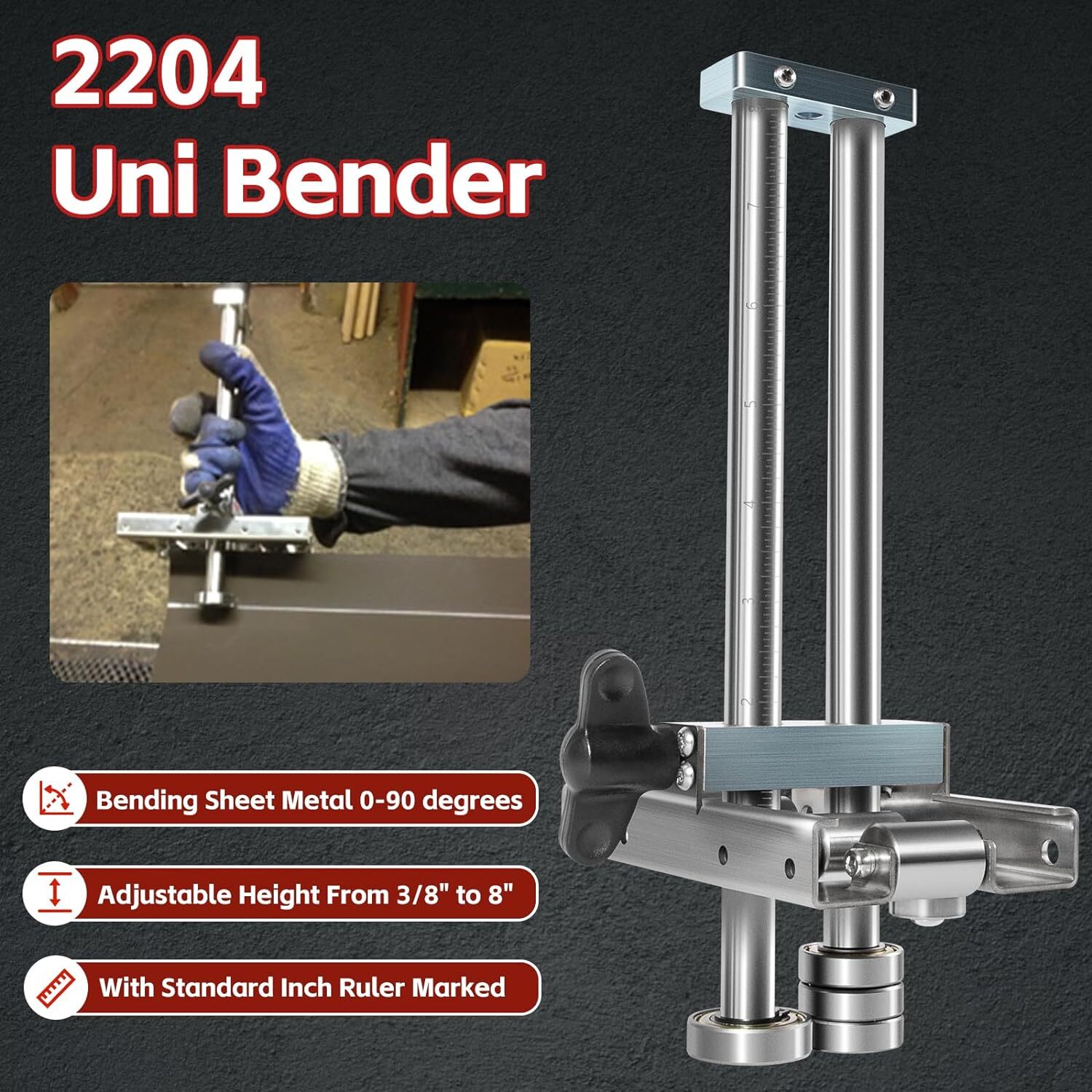 2204 Uni Bender Sheet Metal Bending Tool, Adjustable Bend Height From 3/8″ to 8″