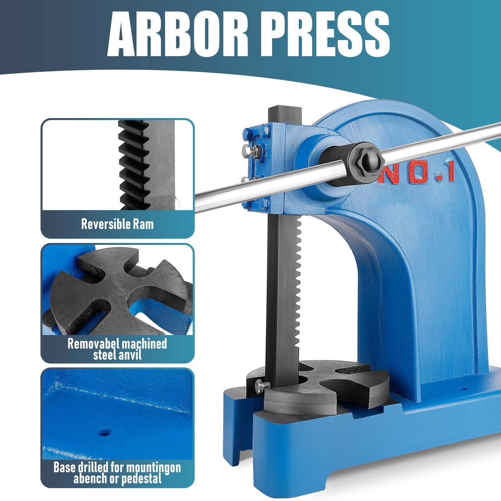Cast Iron Manual Desktop Arbor Press, Heavy Precision Hand Press, for Stamping