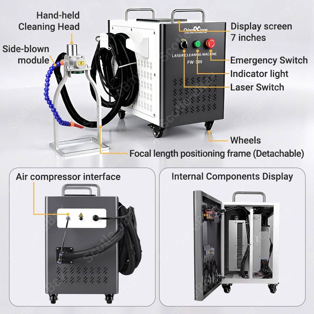 JPT 300W Portable Pulsed Laser Cleaning Machine Metal Rust Wood Paint Cleaner AU