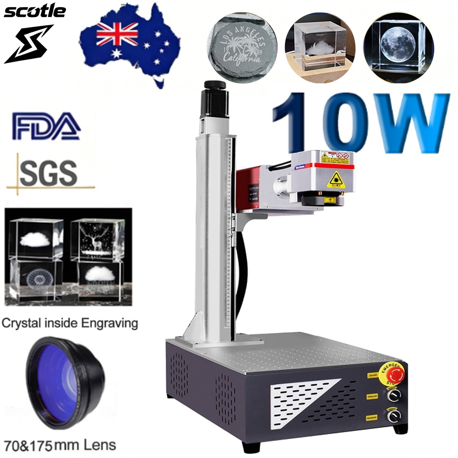 AU 10W UV Air Cooling Crystal 3D Inside Engraver Laser Marking Machine Motorized