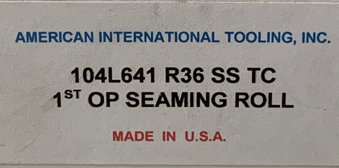 American International Tooling Inc. 104L641 R36 SS TC WO 9074 Seaming Roll