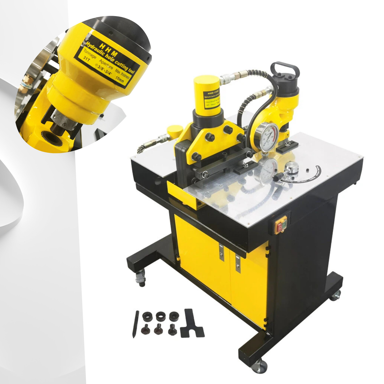 110V Electric Busbar Machine 3-in-1 Cut/Punch/Bend for Copper/Aluminum Busbar