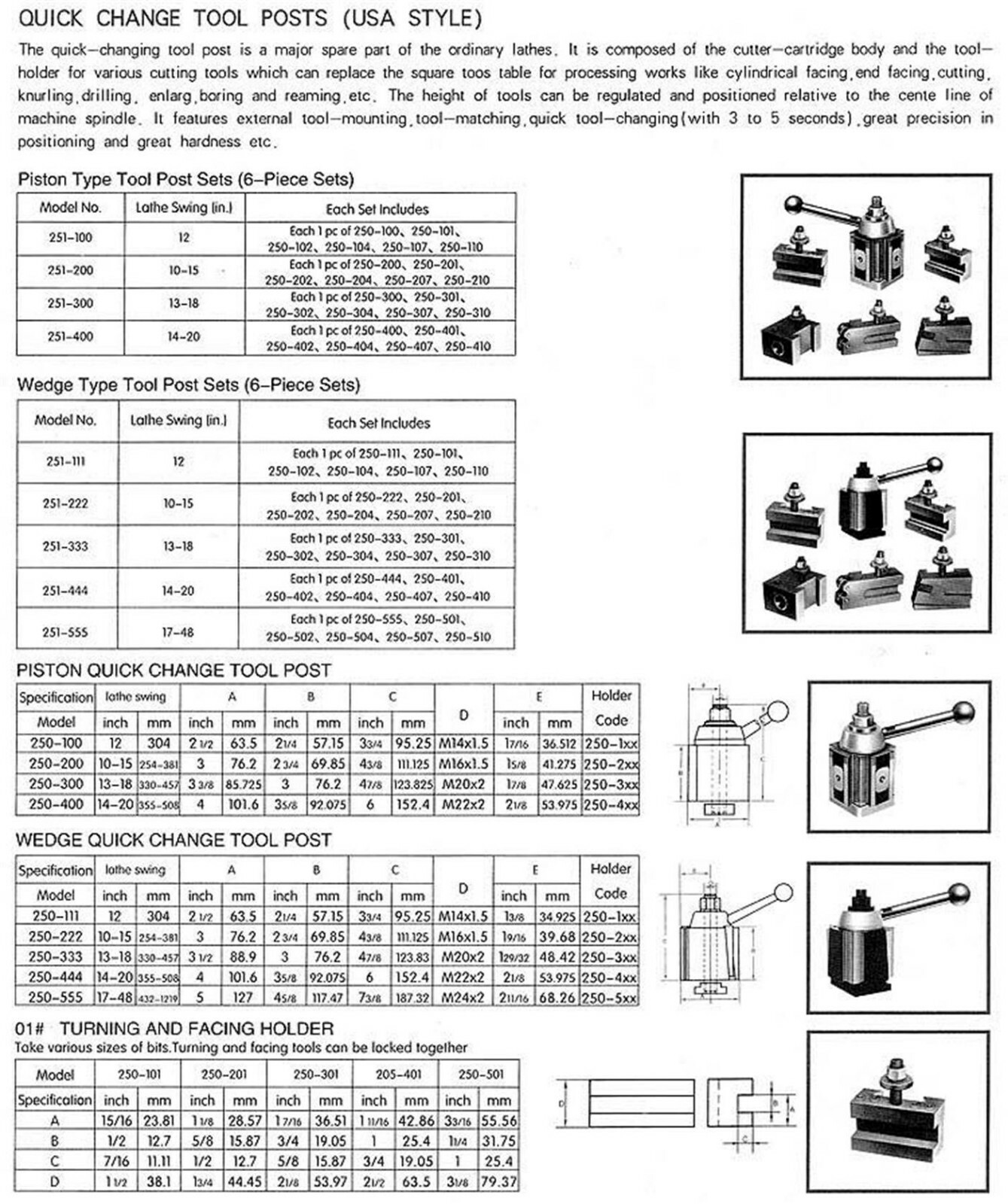 AXA Series Wedge Quick Change Tool Post Set ,Up to12″ (251-111)