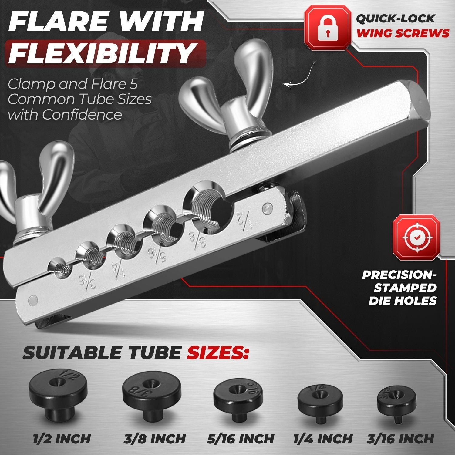 Brake Line Flaring Tool Kit with Tubing Cutter – Single and Double Flare