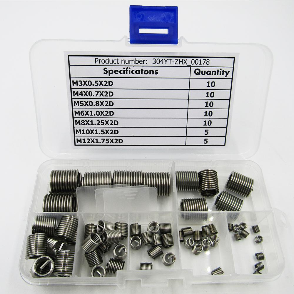 60pcs M3 M4 M5 M6 M8 M10 M12 Helicoil Stainless Steel Thread Repair Insert Kit