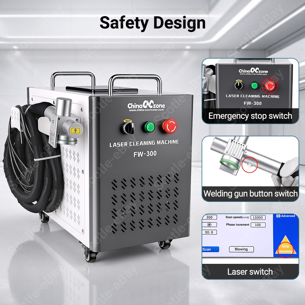 200W 5MJ JPT Pulsed Laser Cleaning Machine Rust/Oil/Wood Paint Removal US