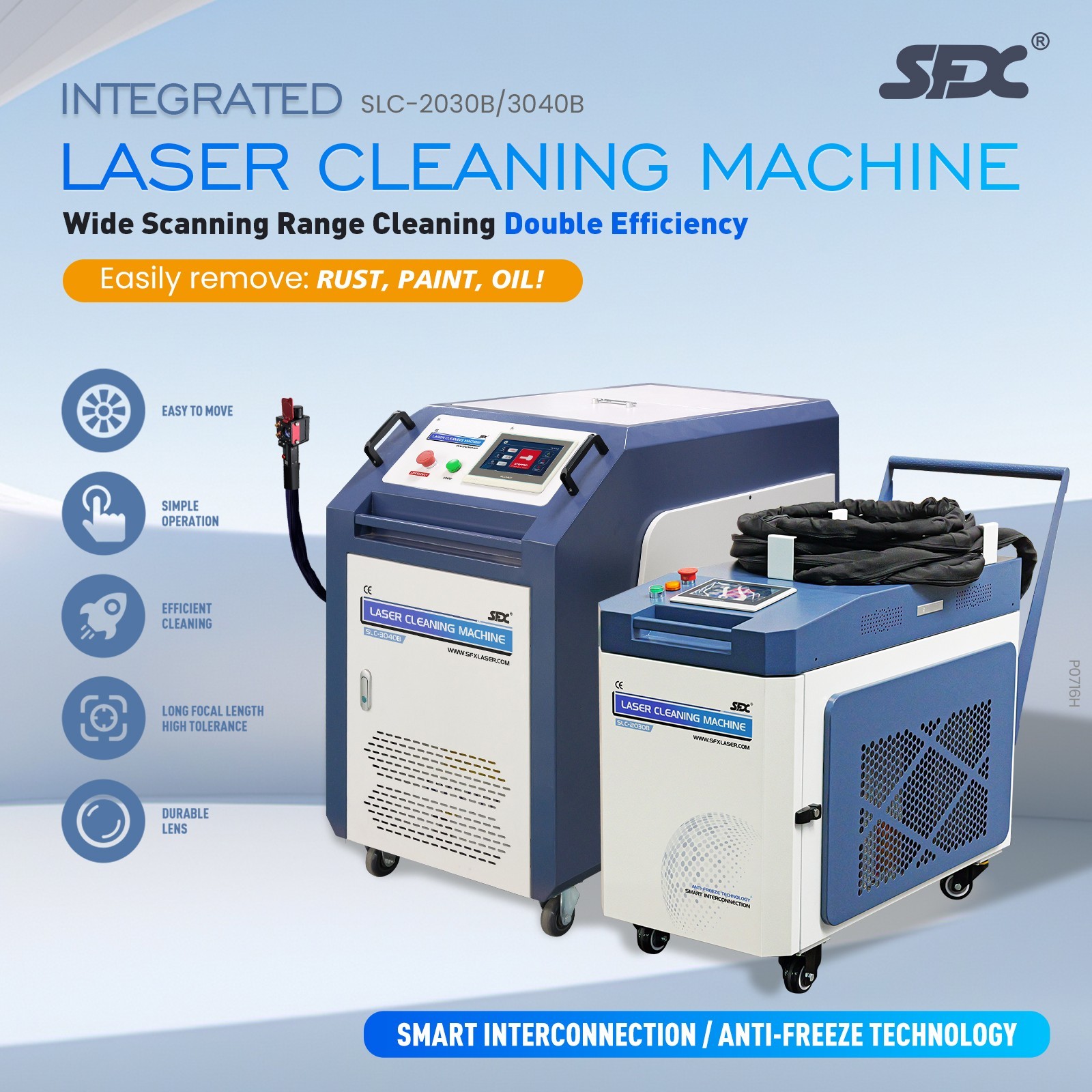 SFX US Stock Used 80% New 10m Cable 2000W IoT Dual Gun Laser Cleaner Rust 220V