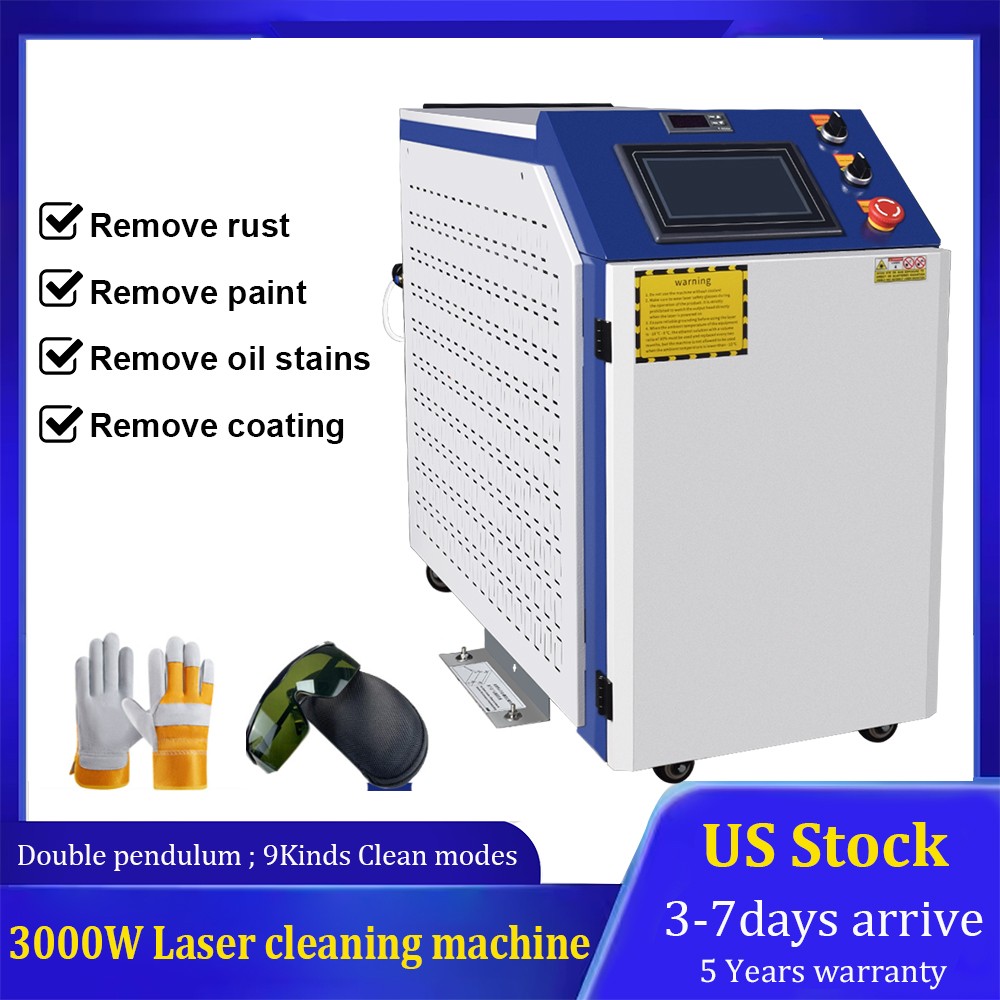 3000W Laser cleaning machine rust removal Oxide Oil Car Paint Remove 380V US