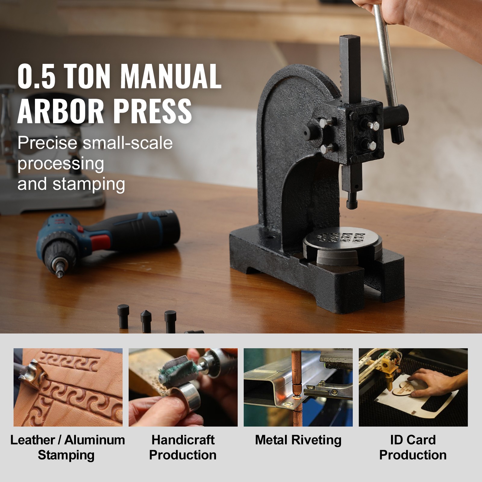 Uimoso Arbor Press 0.5 Ton Manual Desktop Press Lever Mountable Bearing