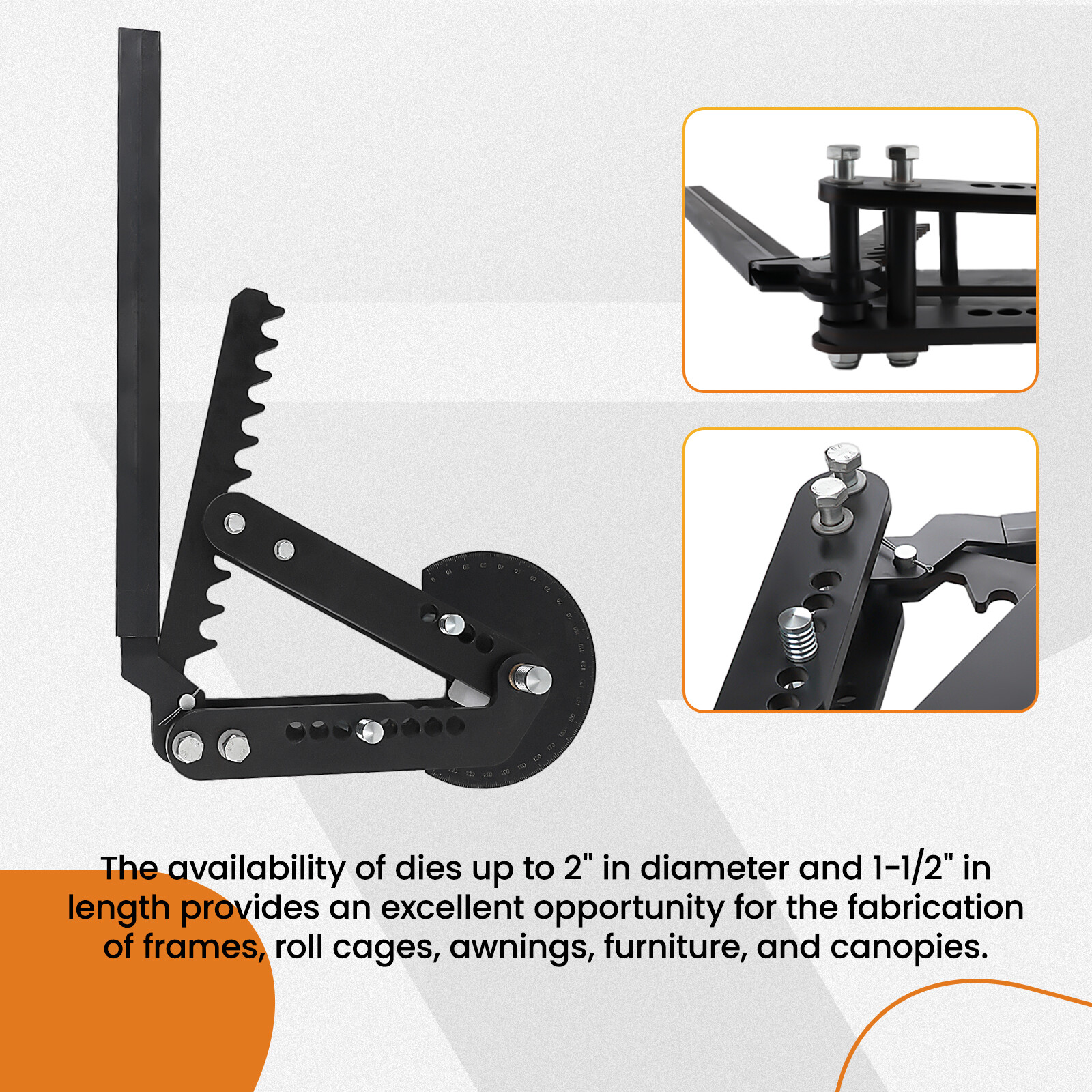 Steel Black Coated Manual Pipe and Tube Bends up to 2″ round and 1-1/2″ square