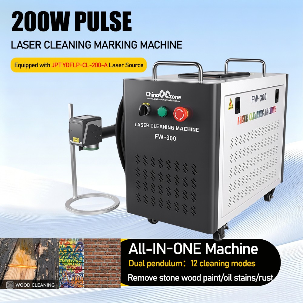 2In1 200W Pulsed JPT Laser Cleaning Marking Machine Rust Oil Wood Paint Removal