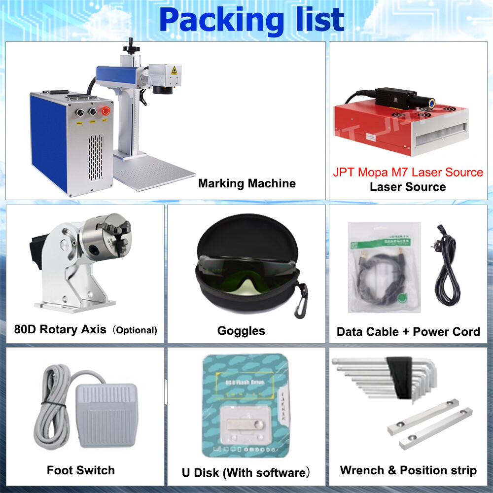 Scotle 200W JPT Mopa M7 Fiber Laser Marking Machine Metal Engraving Color Marker