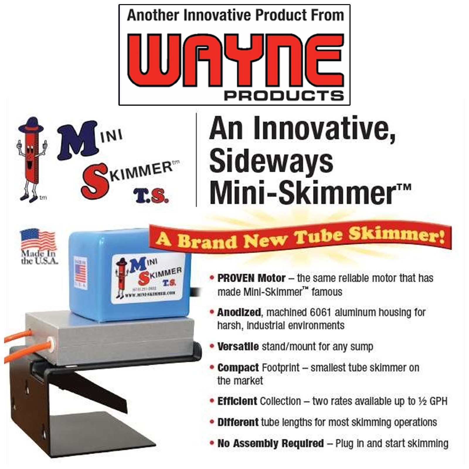 MINI-SKIMMER T.S. 10RPM, Poly Tube (12″ Reach), Mounting Stand – P/N MSTS-10-12