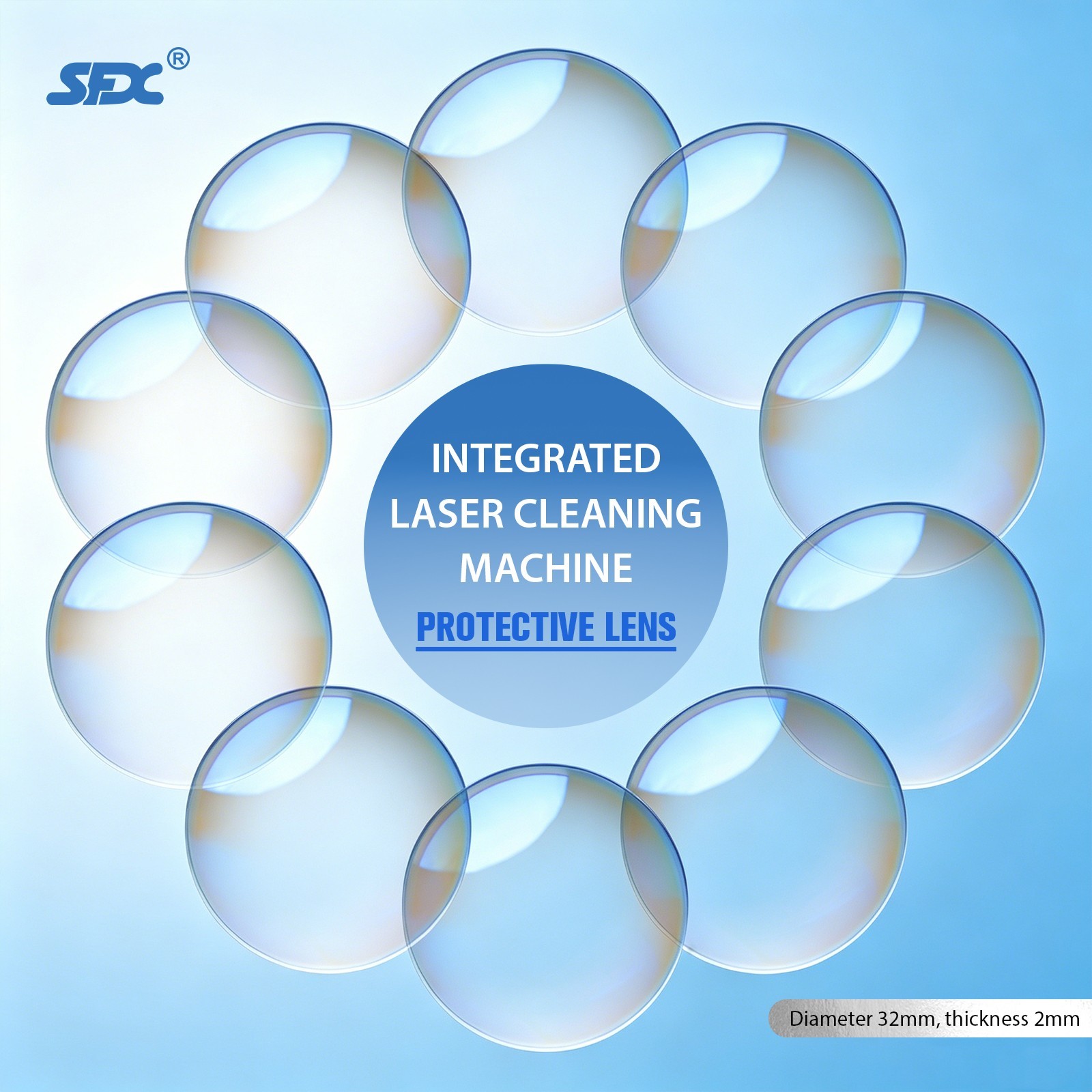SFX 10PCS Laser Protective Lens for SLC-2030B SLC-3040B Cleaning Machine D32x2mm