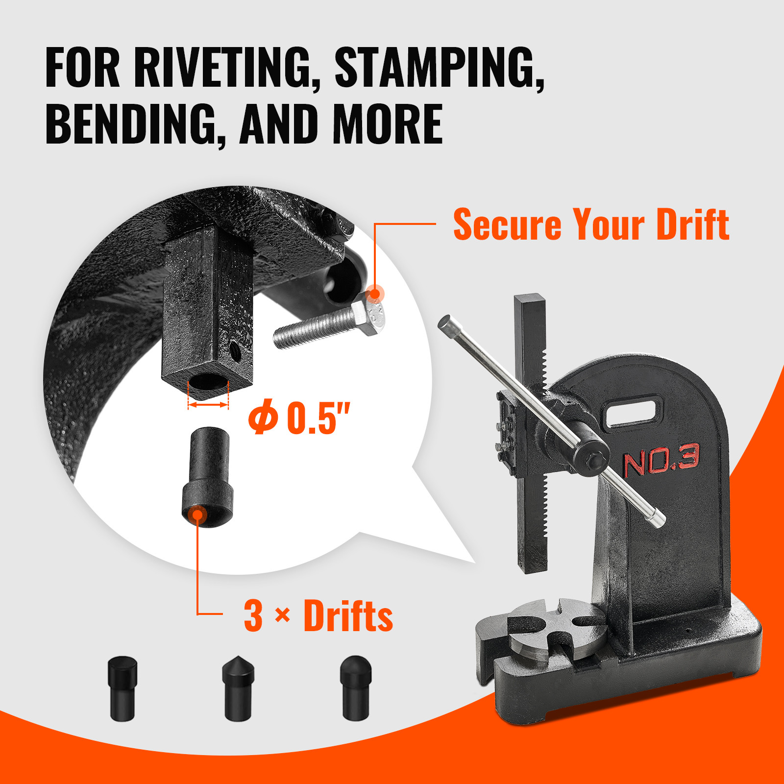 Arbor Press 3 Ton Manual Desktop Press Lever Mountable Bearings Cast Iron