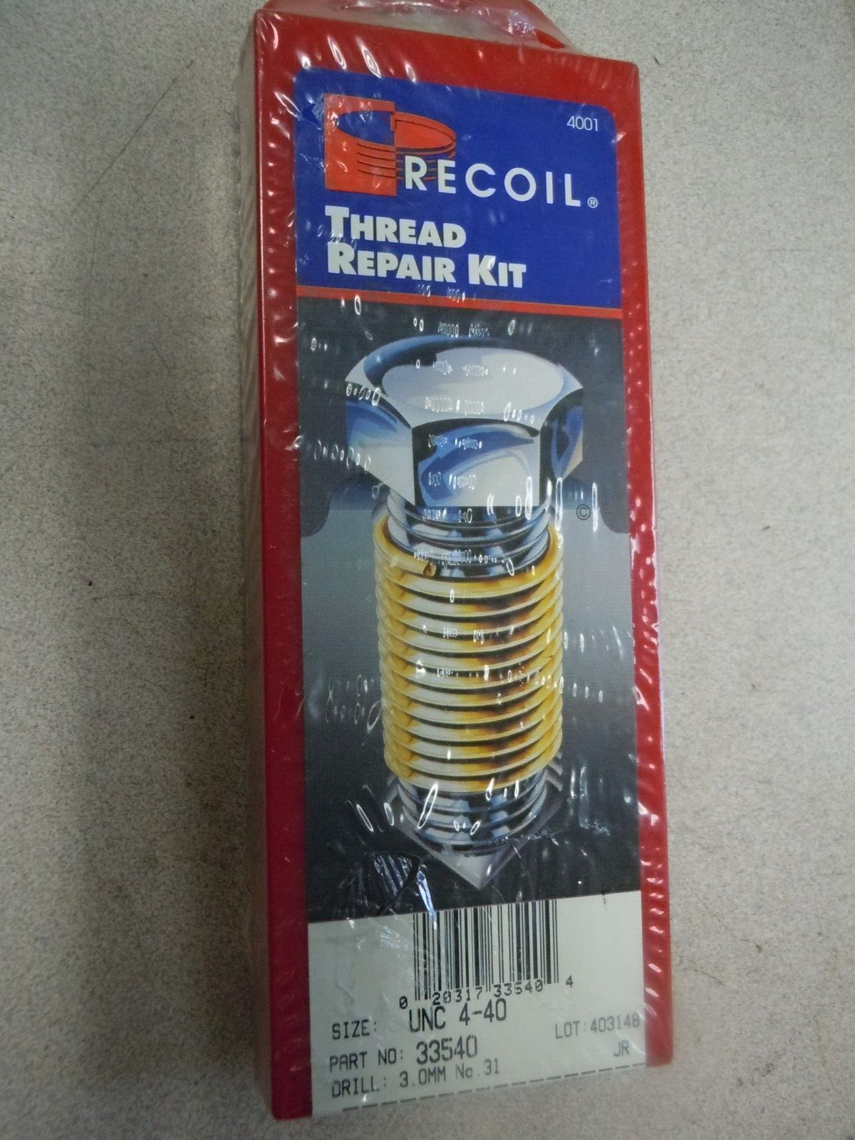 #4-40 18-8 S/S FRACTIONAL RECOIL THREAD REPAIR KIT, 12 Piece kit 33540