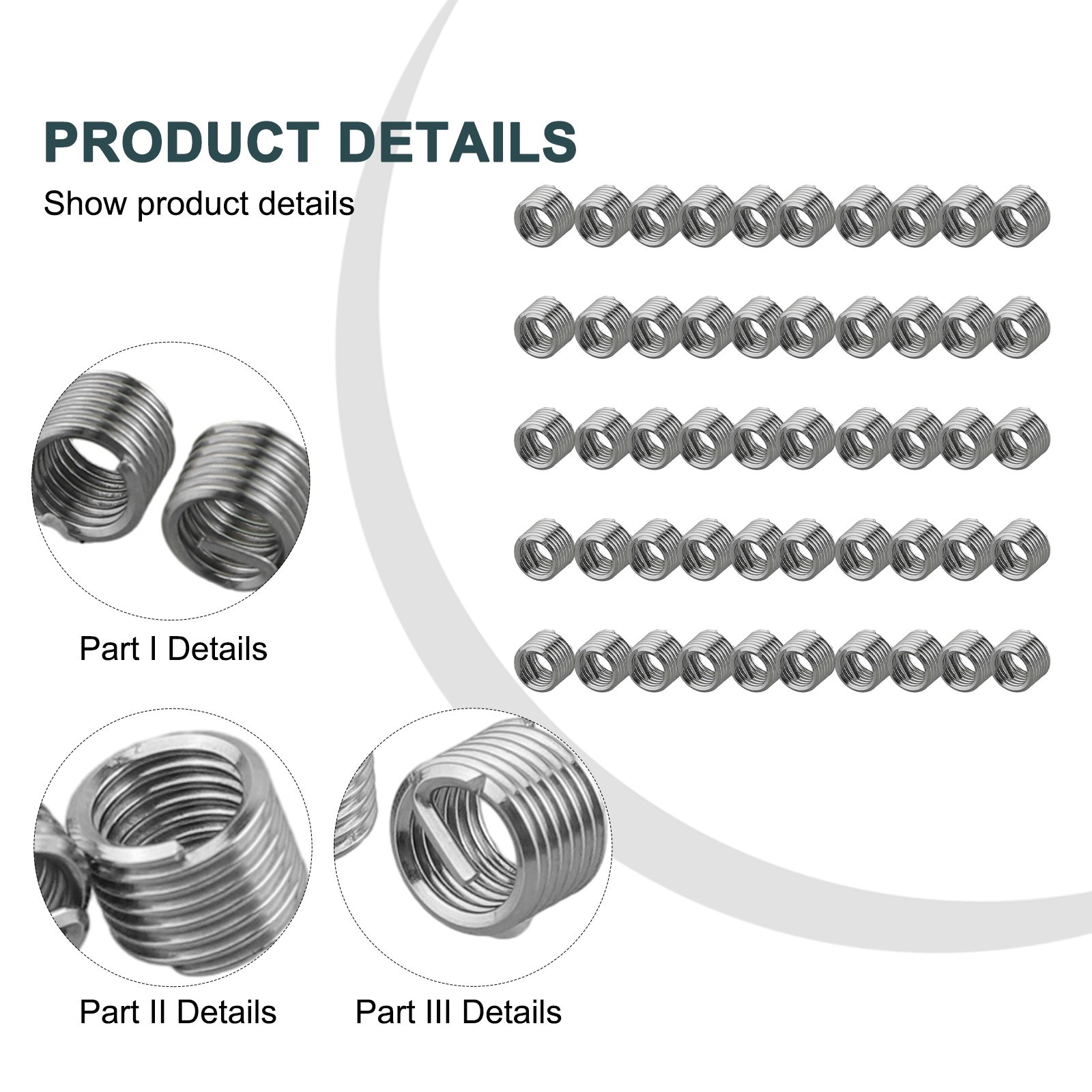 50pc 304 Stainless Steel For M6 X 1.0 1.5D Insert Length Helicoil Wire