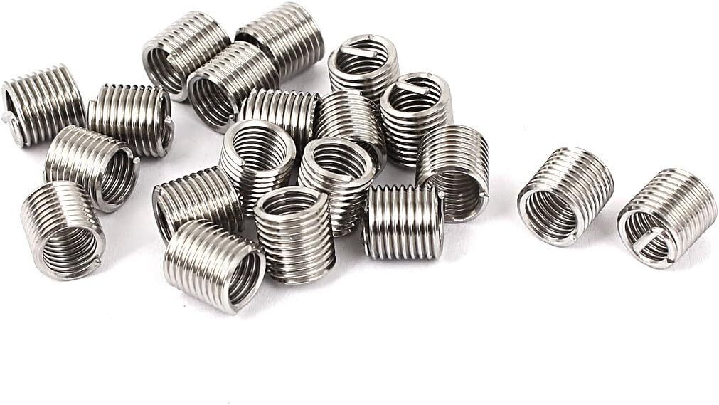 uxcell M6 x 1mm x 2D 304 Stainless Steel Helicoil Wire Thread Inserts 20pcs