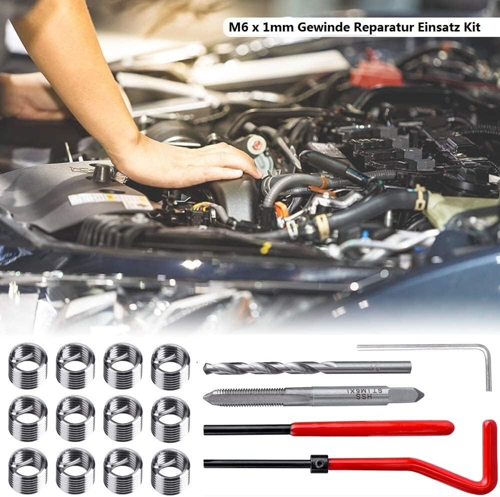 30Pcs M6 X 1.0mm Metric Thread Repair Insert Kit Helicoil Car Pro Coil Tool