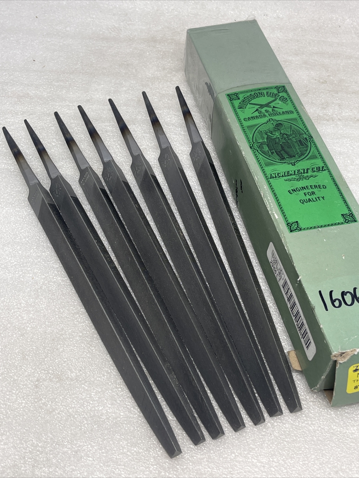 Nicholson 16069NN Three Square Second Cut Files, 8”, New, Lot Of (7)