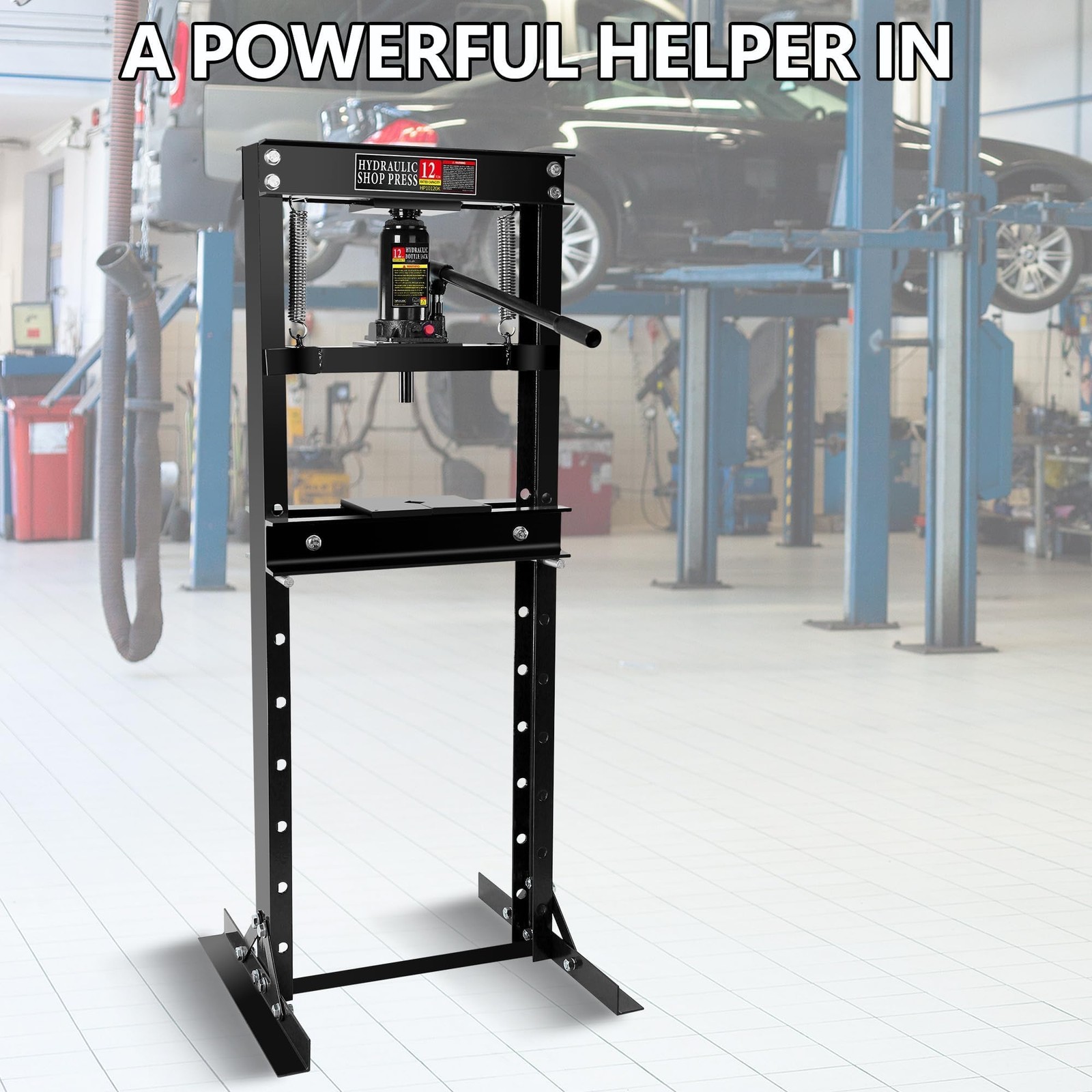 12 Ton Hydraulic Shop Press, 26000lbs Heavy Duty h-Frame Garage Floor Hydraul…
