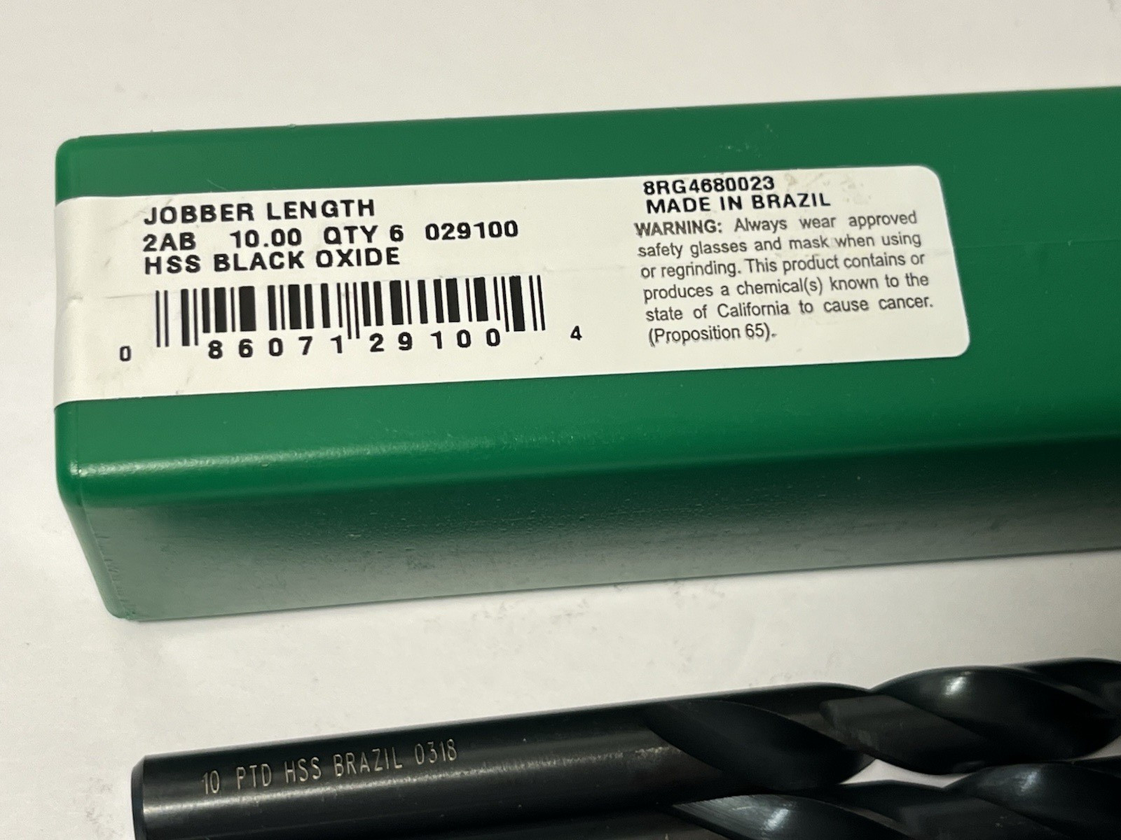 Precision 029100 Jobber Length 2AB 10.00 HSS Black Oxide Quantity 6