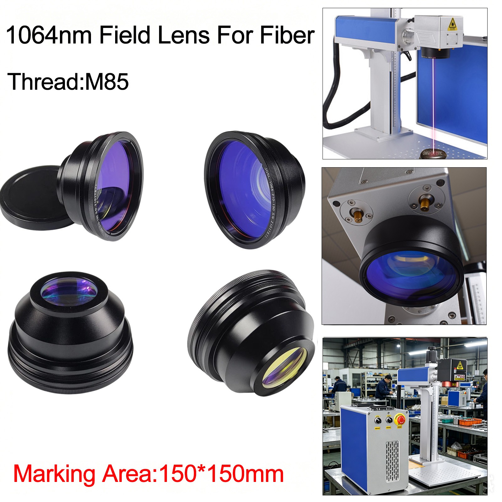 150x150mm F210 Field Scan M85 Thread For 1064nm 60-100W Laser Engraver Marker