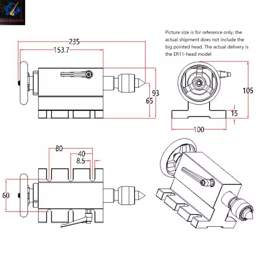 Tailstock for CNC milling machine rotary axis, A-axis, 4th axis CNC, MT2,ER11