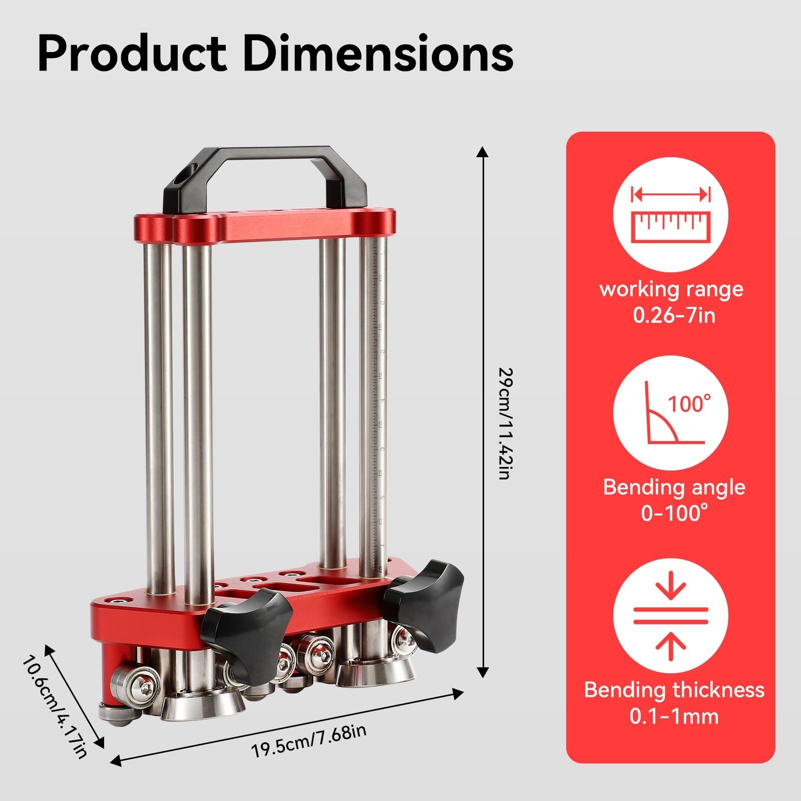 2 Station Sheet Metal Roller Bender Tool – 0-100° Bending Range, Portable Fabric