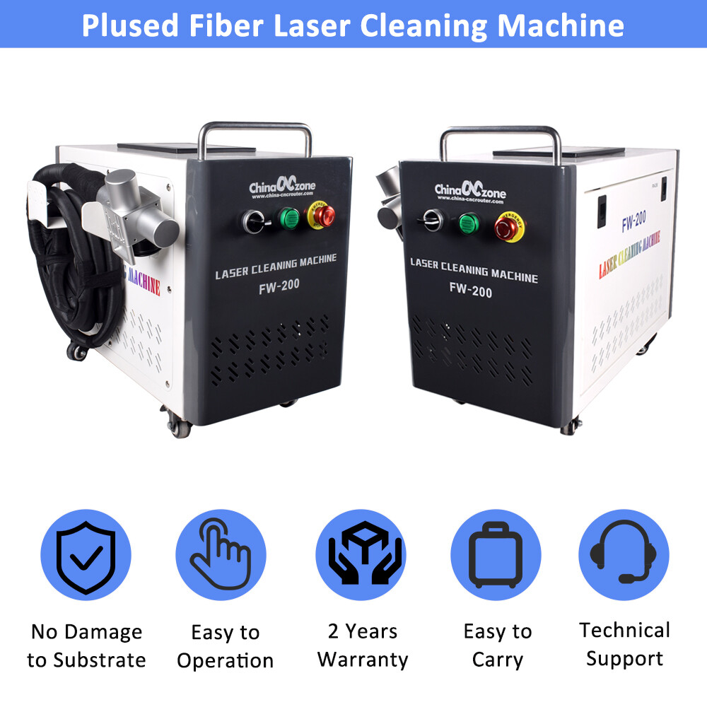 200W Portable Pulsed Laser Cleaning Machine For Metal Wood Stone Tire Rust Paint