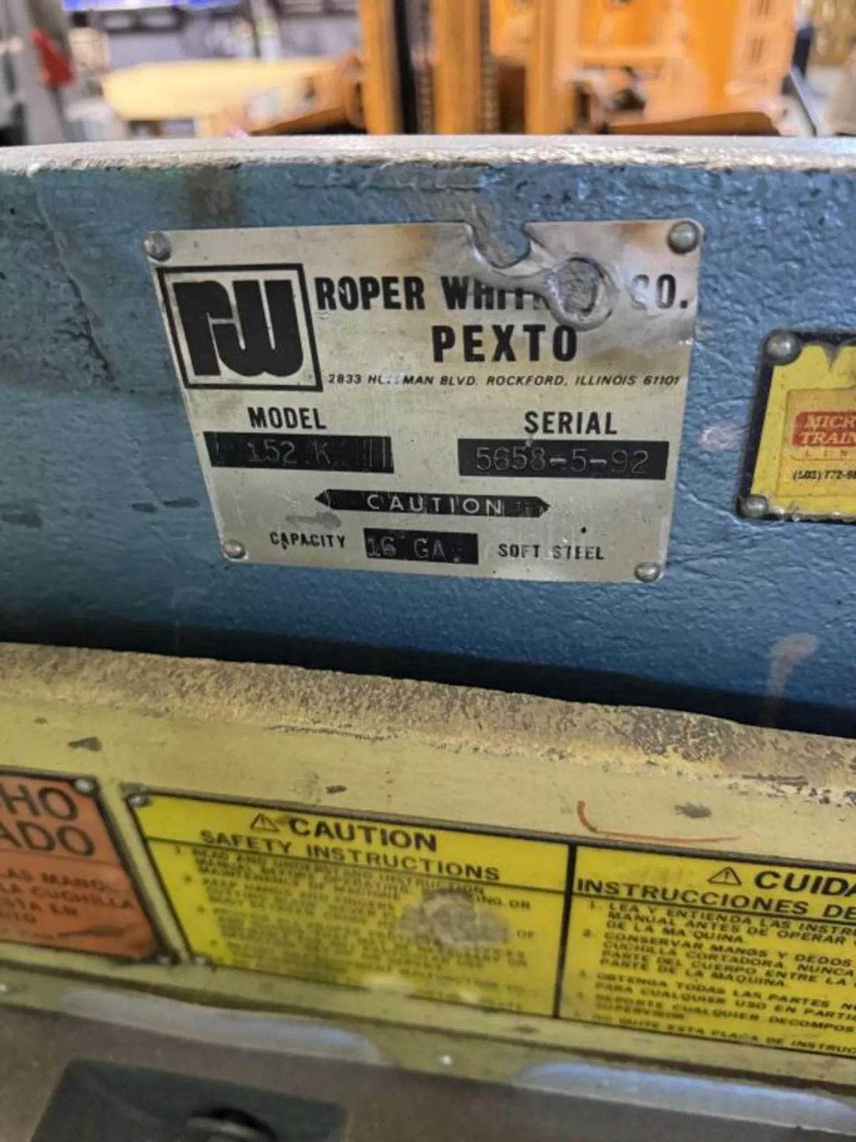 Pexto 152-K 52″ x 16 Ga Sheet Metal Mechanical Foot Stomp Shear Roper Whitney