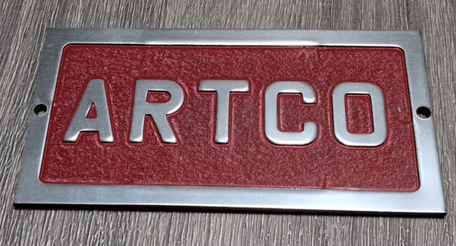 Vintage ARTCO Cast Aluminum Machine Nameplate Industrial Tool Tags VTG