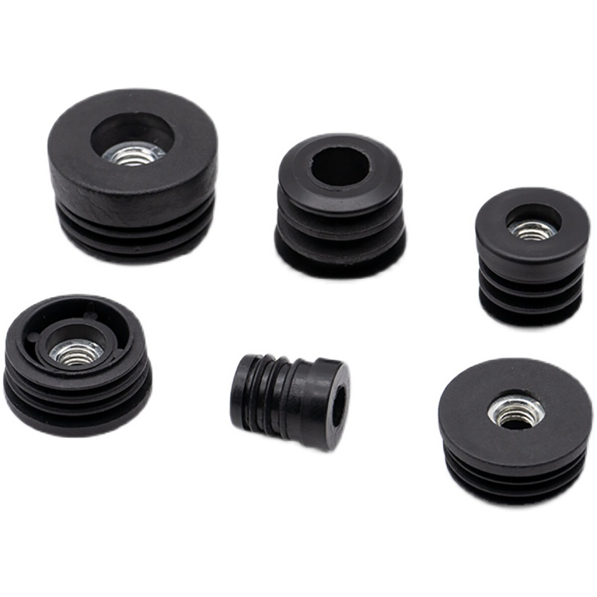 Round Threaded Blanking End Cap Tube Inserts Table Dust Nut Plug Thicker Black