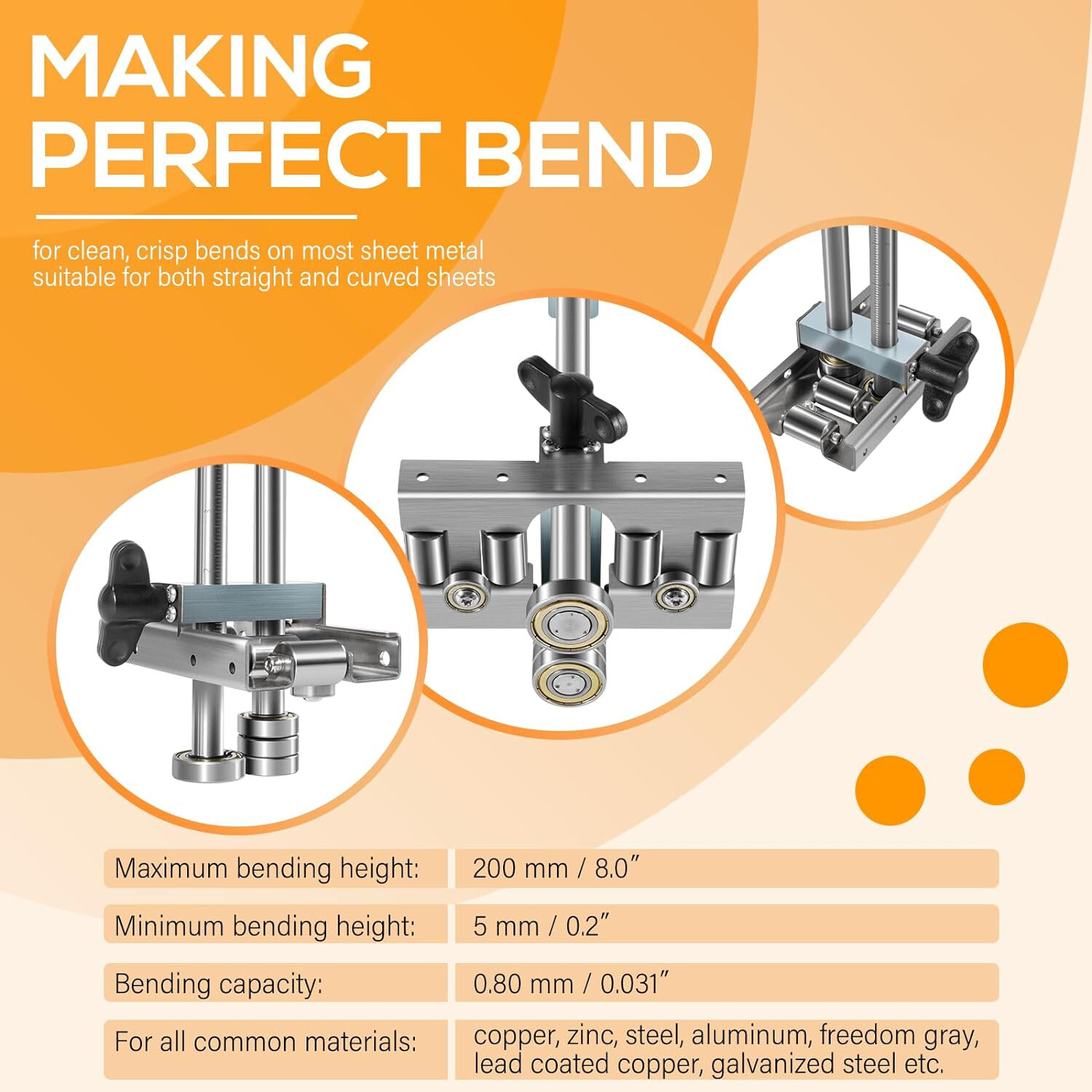 2204 Uni Bender Metal Bending Tool Adjustable Bend Height From 3/8″ to 8″, 0-90°