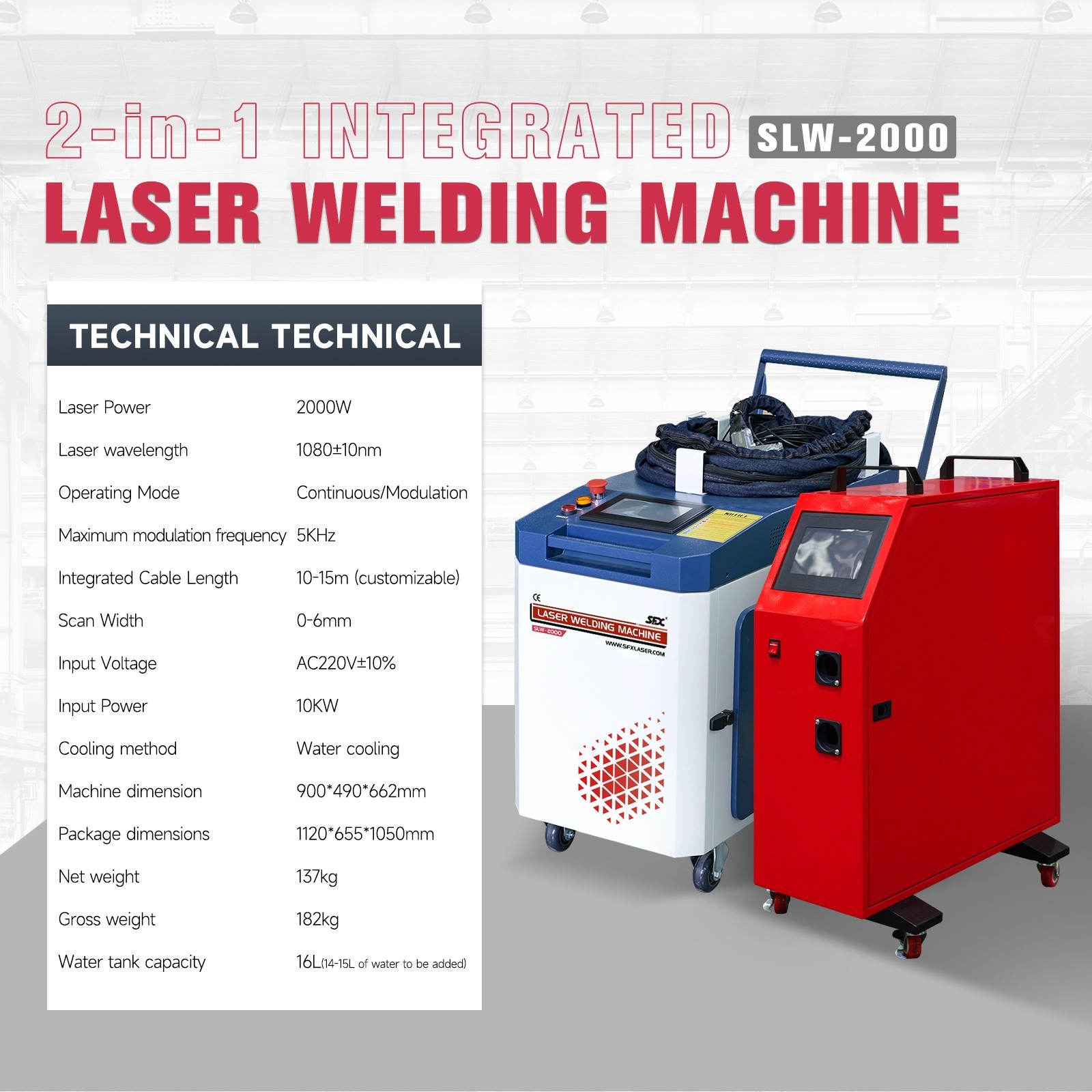 SFX SLW 2000W Laser Welding & Seam Cleaning Machine with Dual Auto Wire Feed