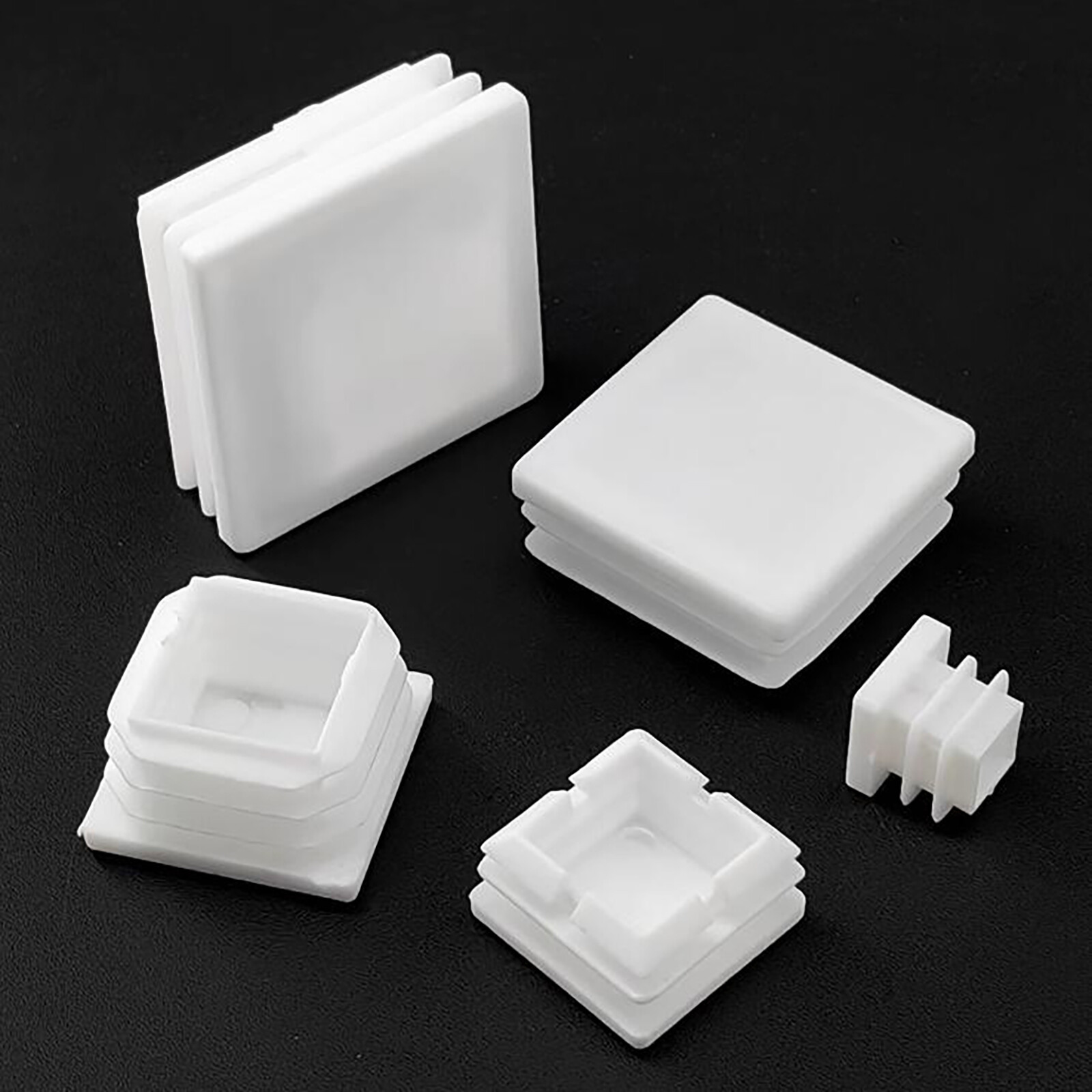 White – Square Plastic End Caps Blanking Plugs Tube Pipe Box Section Inserts