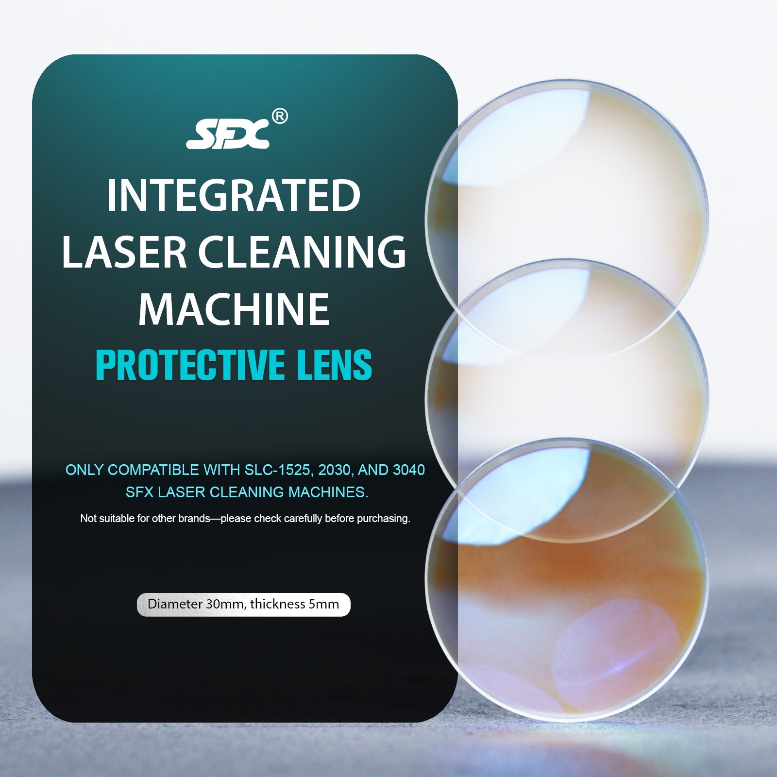 SFX Laser 10PCS SLC‑1525/2030/3040 Laser Cleaner Protective Lens D30*5mm