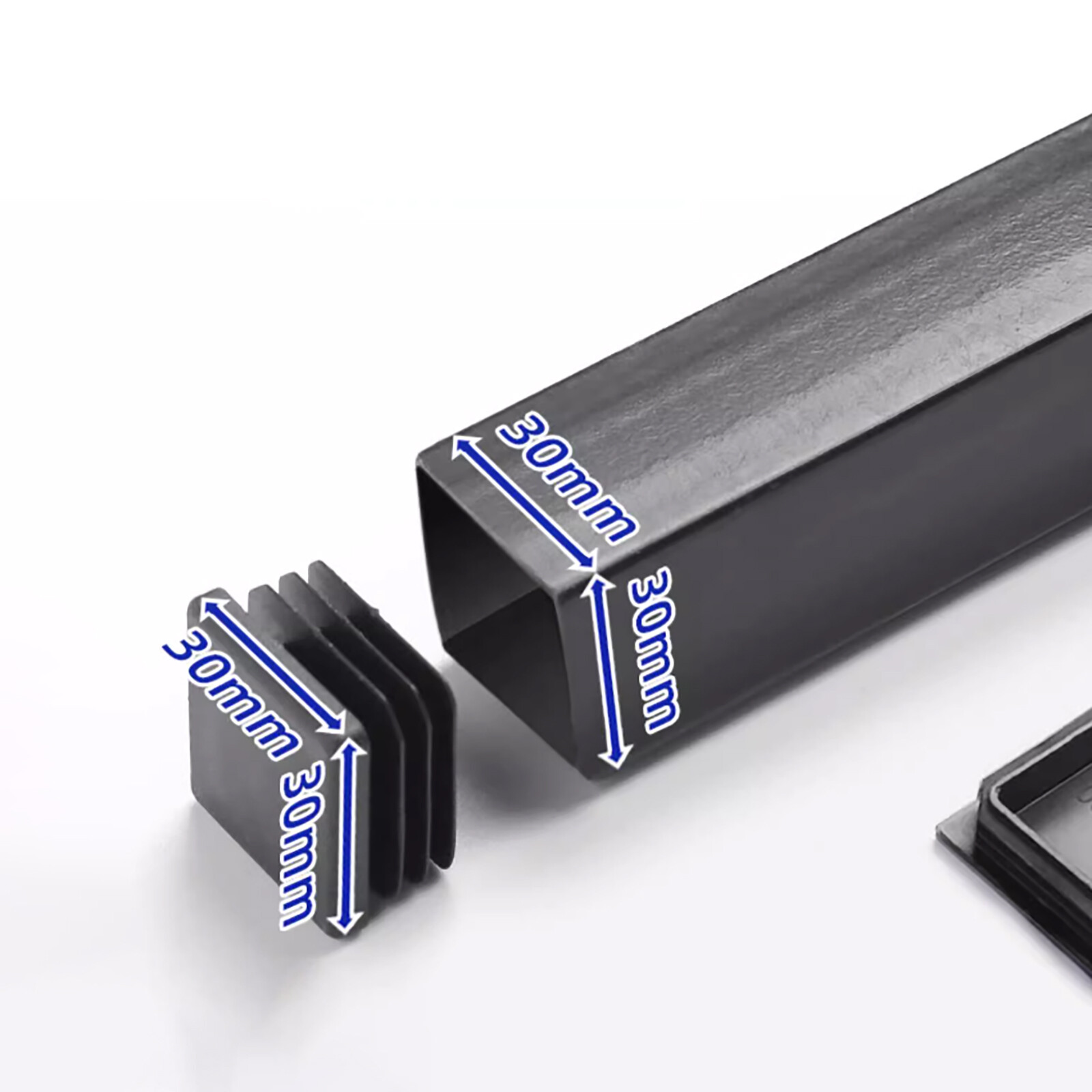 Square Plastic End Caps For Tubing Bungs Inserts Blanking Plugs Black/White