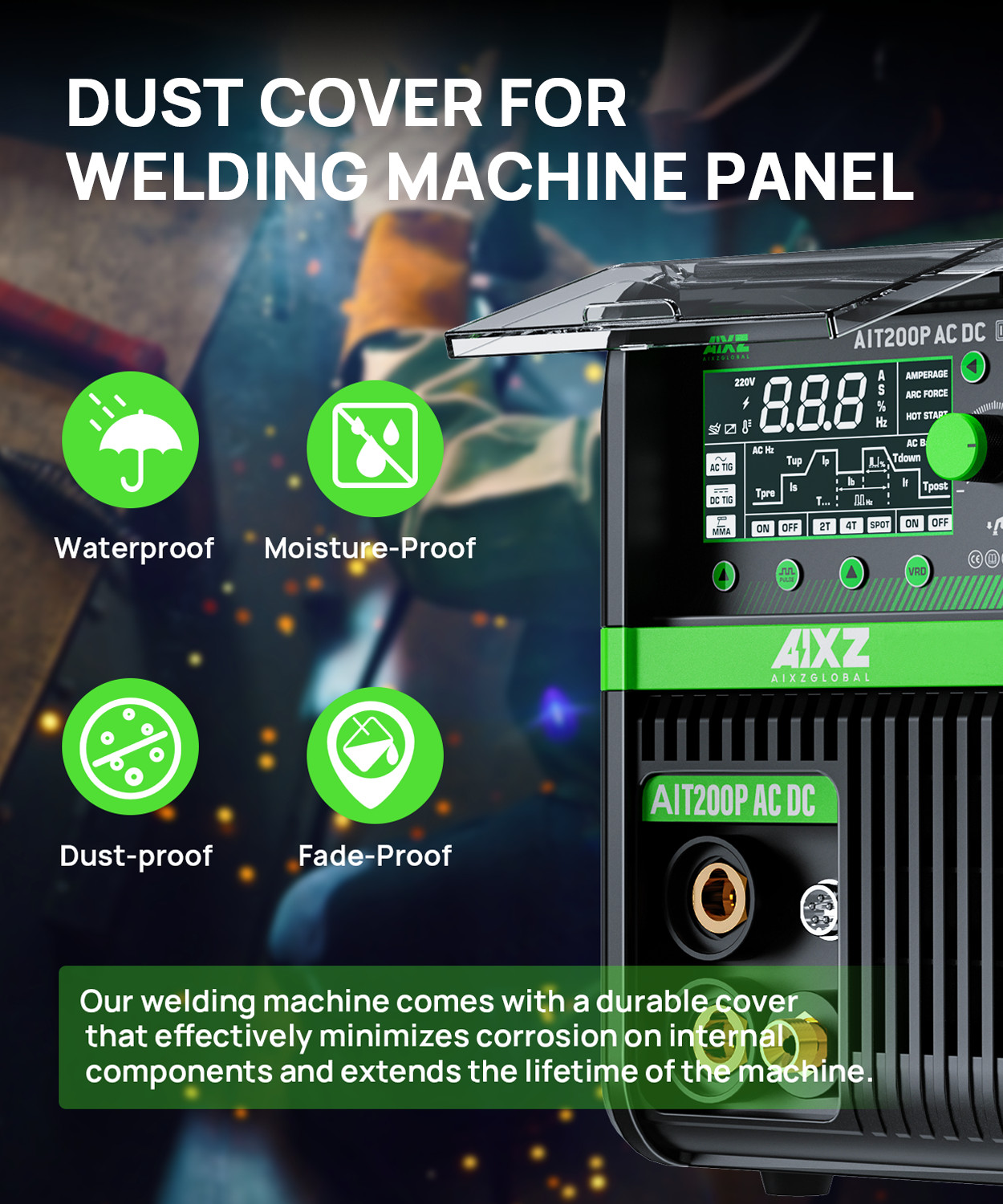 AIXZ 5IN1 110V/220V AC DC TIG Welder 200A ARC Pulse TIG Aluminum Welding Machine