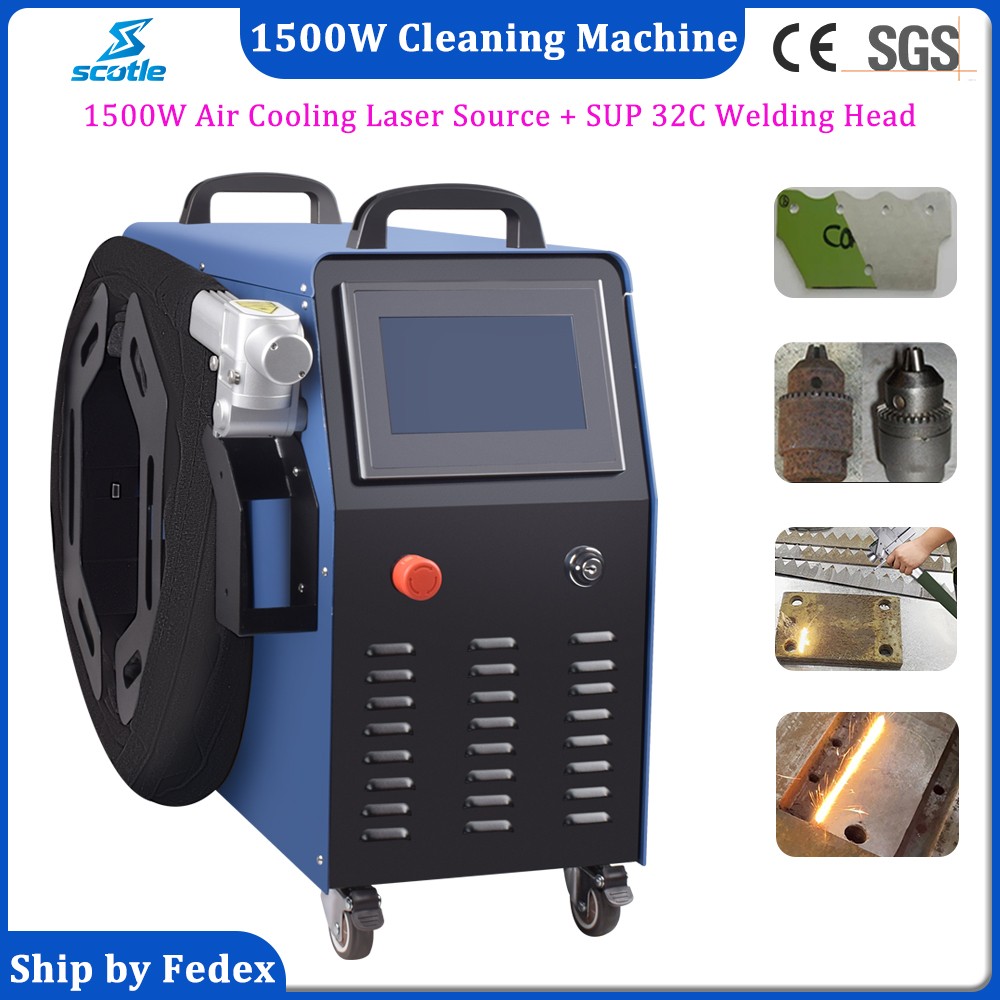 Air Cooling 1500W Fiber Laser Cleaning Machine for Vehicle Rust Paint Oil Remove