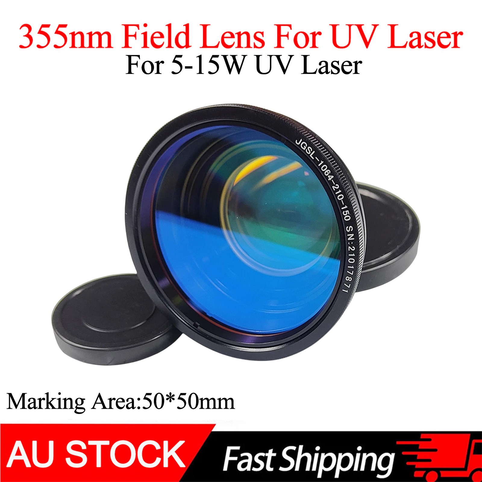 50×50mm For 5-15W UV 355nm Laser Marking Machine Field Lens Engraver Marker AU