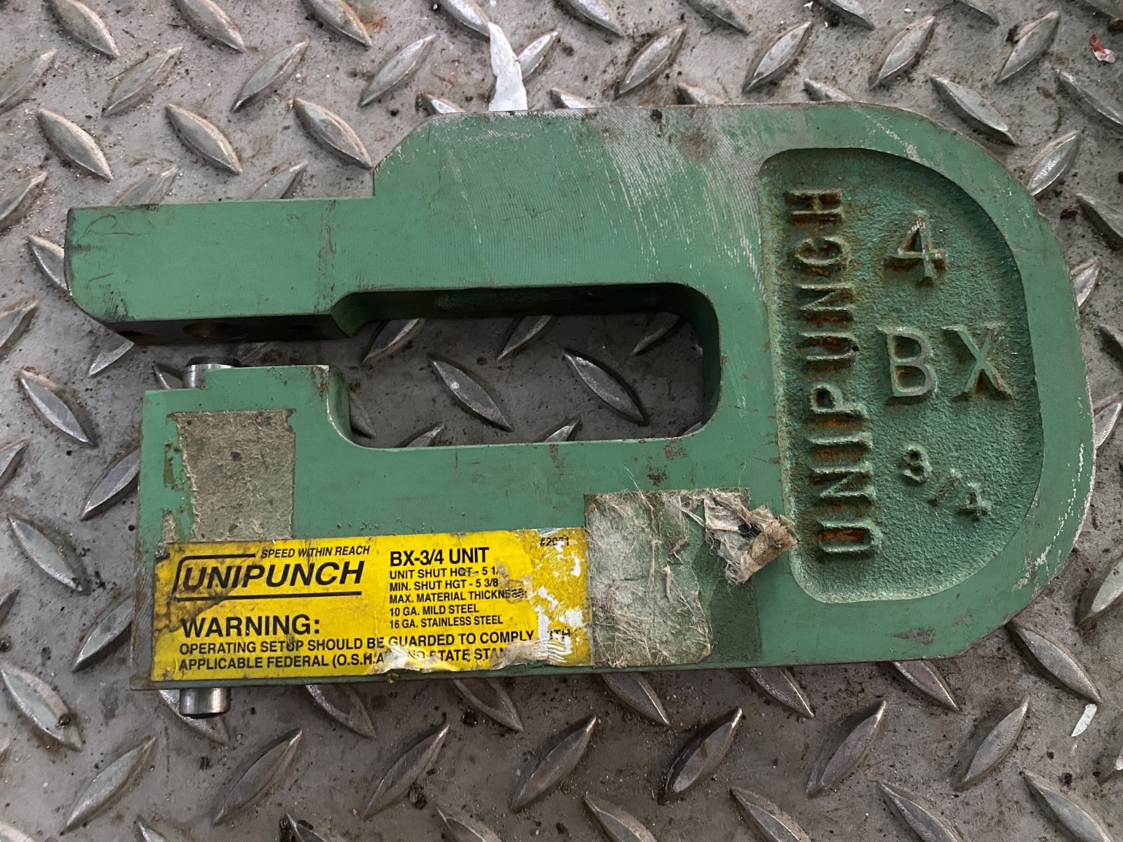C FRAME PUNCH press brake tool, UNIPUNCH 3/4″ Body only 4BX3/4 (C)