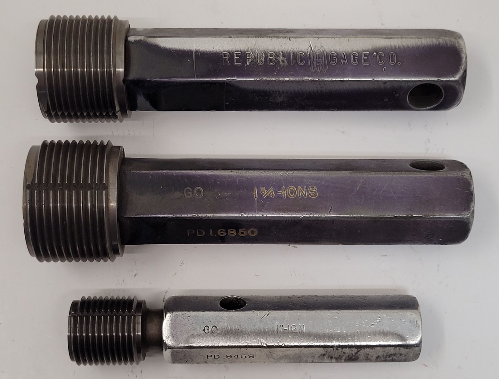Republic Gage Co. – Go/No Go Plug Gauge – Set of 3 – Various Sizes