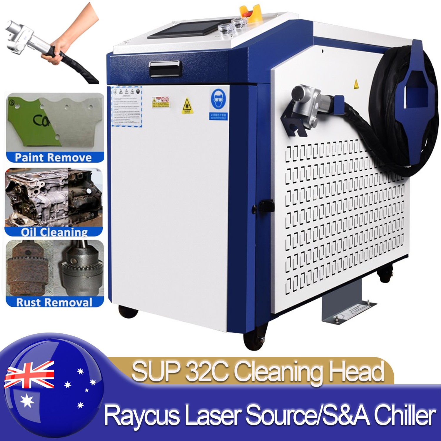 3000W 220V Handheld Fiber Laser Cleaning Machine Rust Oil Paint Removal Cleaner