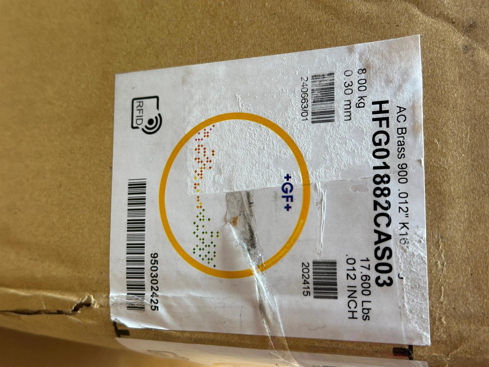 +GF+ AC Brass 900 950302425 17.60Lbs HFG01882CAS03 8kg EDM Wire .012″ K16