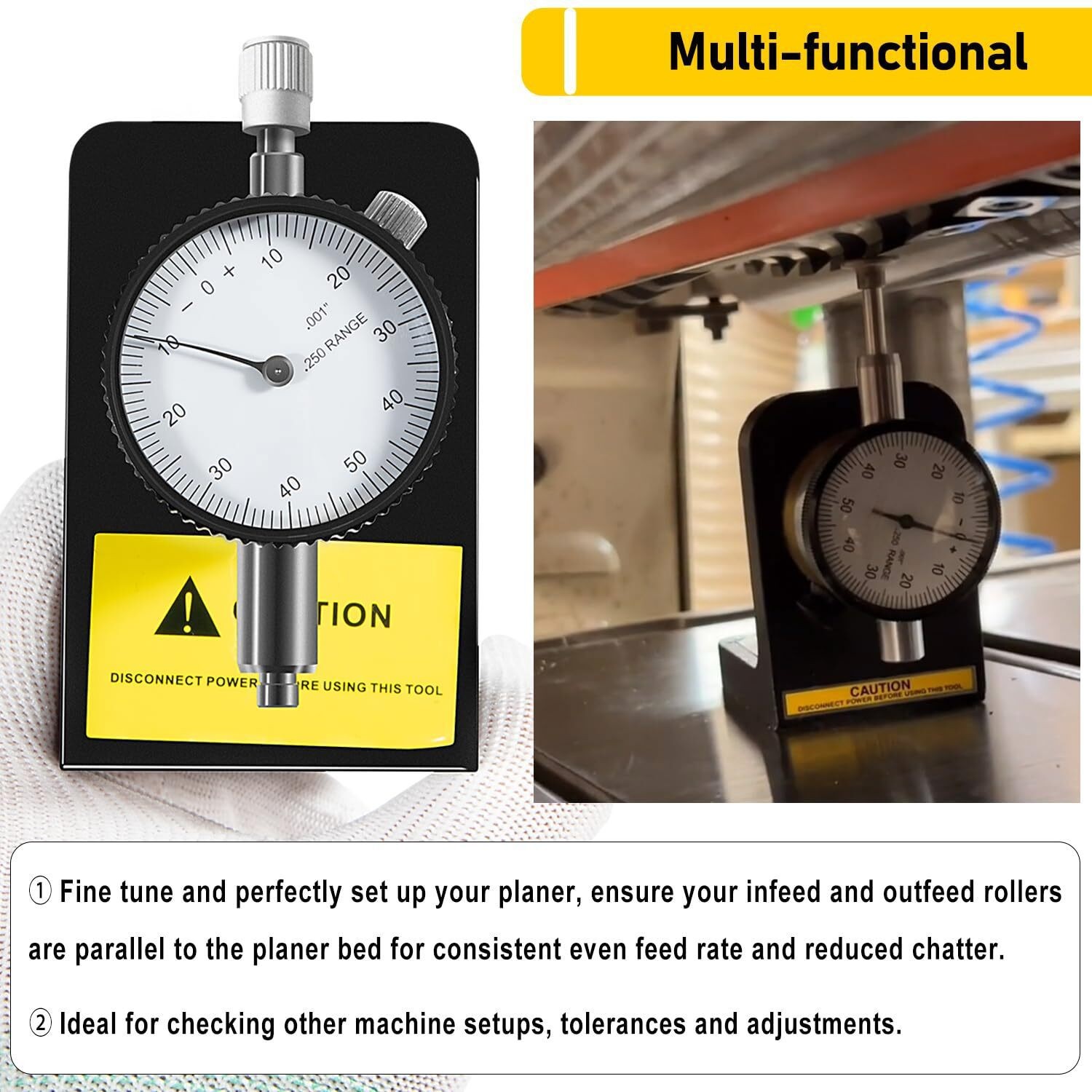 W1218A 360° Dial Indicator with Magnetic Base for Planers Jointers Woodworking