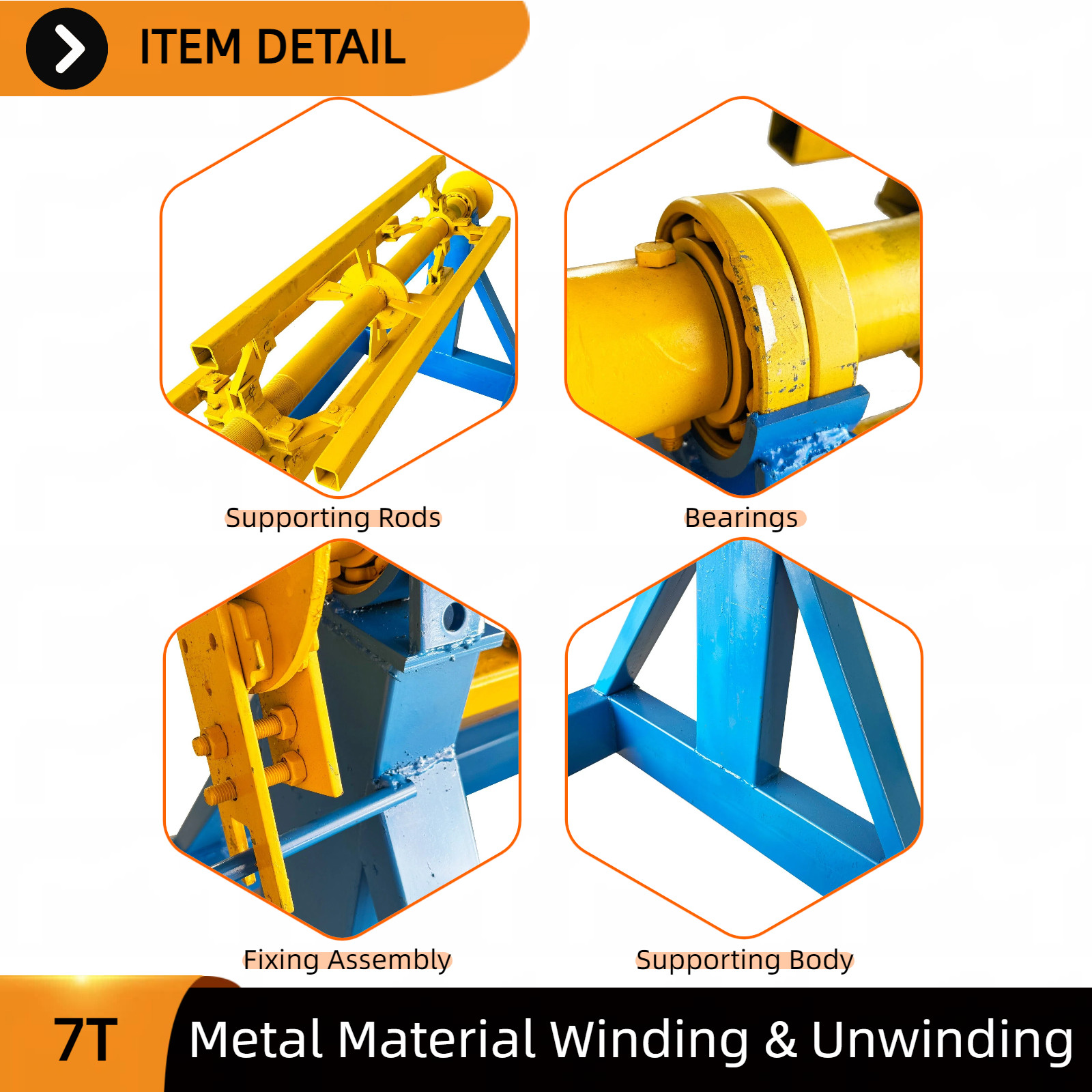 1.2M Unpowered Decoiler Heavy-Duty 2-in-1 Coil Reel for Steel Roll Handling 7T