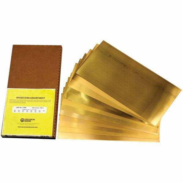 Precision Brand 17550 15 Pc .001″-.031″ 6″ x 12″ Brass Flat Sheet Shim Asst