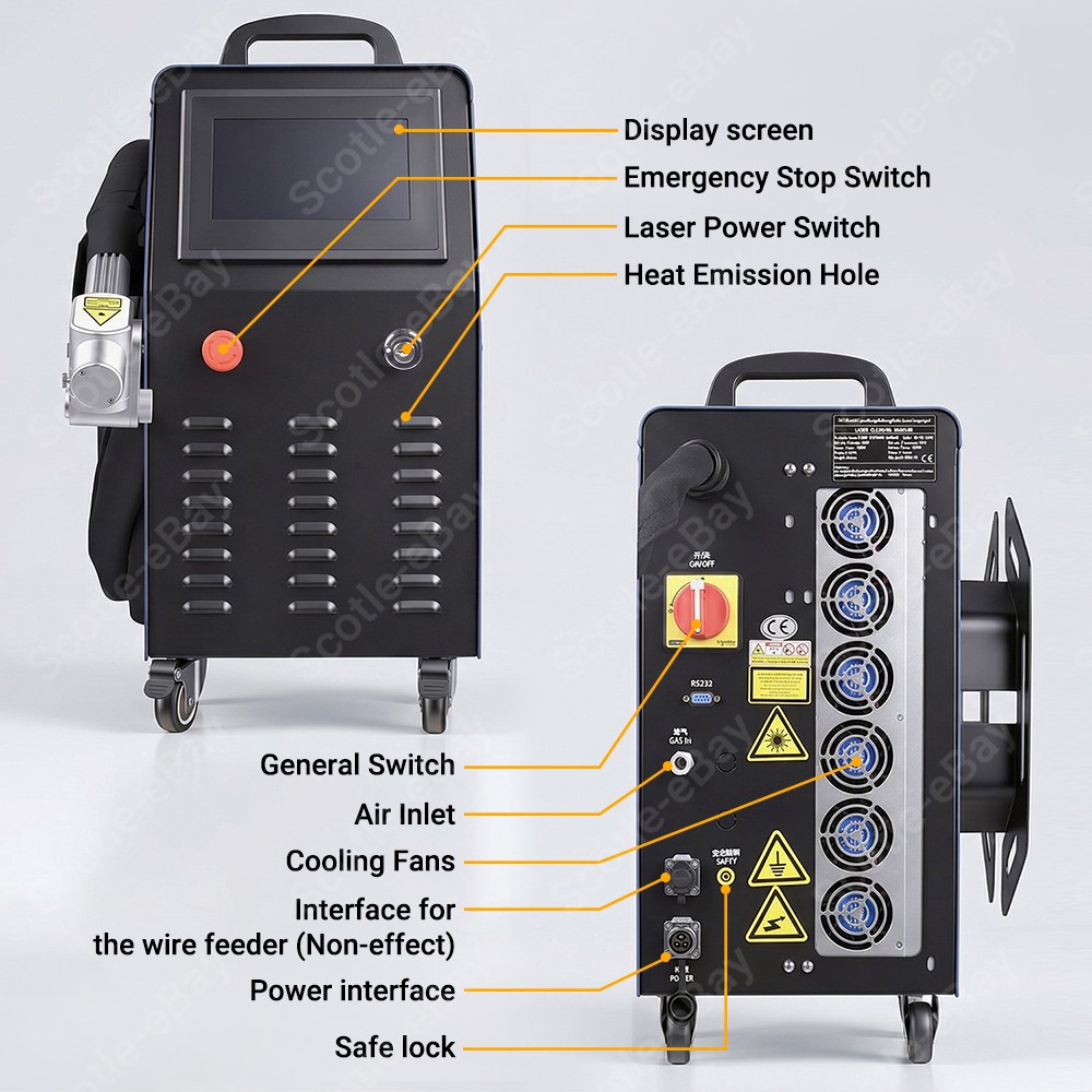 Portable Air Cooled 2000W Fiber Laser Cleaning Machine Rust Paint Oil Removal AU