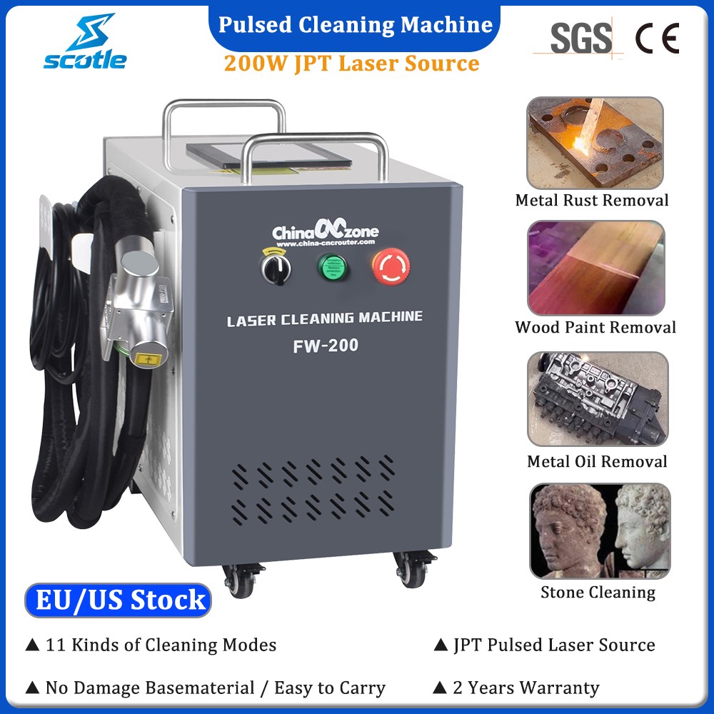 200W Portable Pulsed Laser Cleaning Machine For Metal Rust Wood Paint Cleaner US